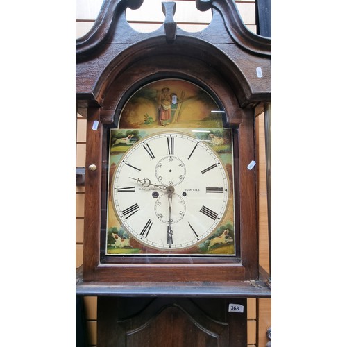 368 - Super Star lot :An antique longcase grandfather eight day movement clock with a super hand painted f... 