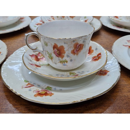 897 - A large pretty  38 piece vintage Bridgerton Taylor Kent Longton hand painted porcelain tea set . Inc... 