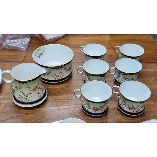 897 - A large pretty  38 piece vintage Bridgerton Taylor Kent Longton hand painted porcelain tea set . Inc... 