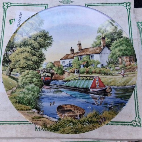 438 - Eight Royal Worcester The Bradford Exchange collectors porcelain plates featuring pastoral landscape... 