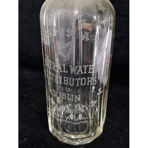 483 - Two flying harp antique Irish soda siphons from the Mineral Waters Distributors Ltd Dublin. Both hea... 