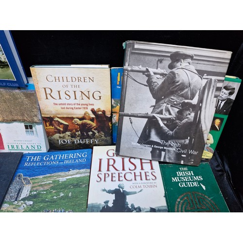 482 - Collection of Irish history books, including illustrated chronicles and historical accounts.