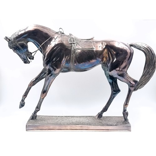 722 - Super Star Lot: An outstanding very large sterling silver horse on silver base figure standing on a ... 