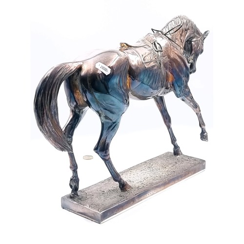 722 - Super Star Lot: An outstanding very large sterling silver horse on silver base figure standing on a ... 