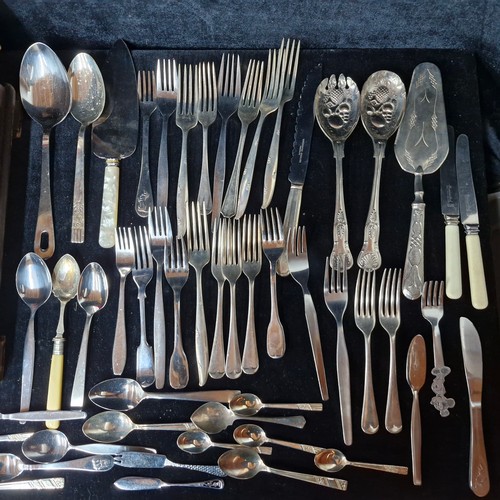 865 - A large canteen of mixed silverplate cutlery including antique Insignia art deco knives, forks and s... 