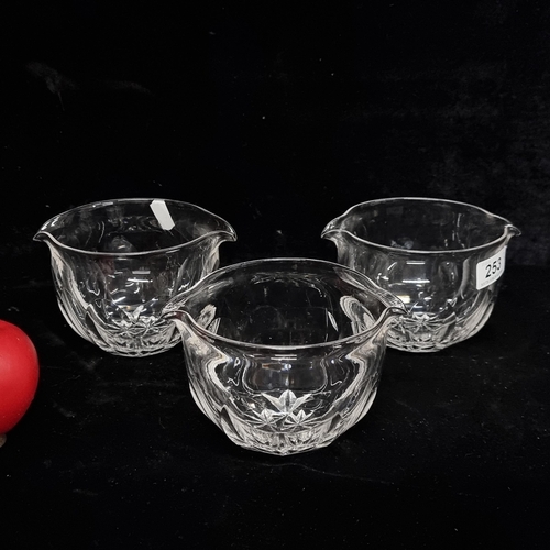 253 - Set of three 19th Century antique glass rinsers. These clear glass rinser bowls each feature double ... 