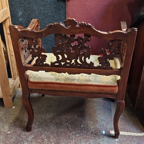 1191 - Star lot :A fabulous  antique carved wooden corner chair with intricate openwork detailing. Features... 