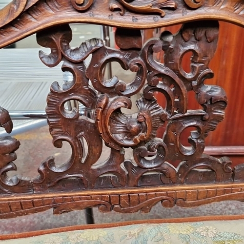 1191 - Star lot :A fabulous  antique carved wooden corner chair with intricate openwork detailing. Features... 