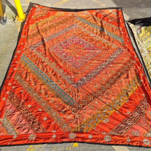 747 - Pair of beautiful, vibrant middle eastern throws, With fabulous colours and intricate bead work.