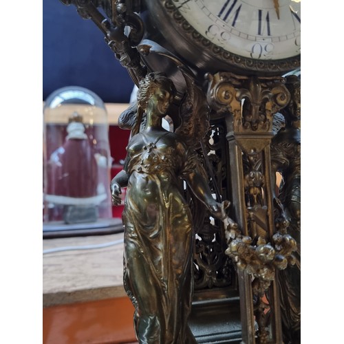 494 - Super Star Lot: An incredible, very heavy antique gilt bronze French mantel clock featuring an elabo... 