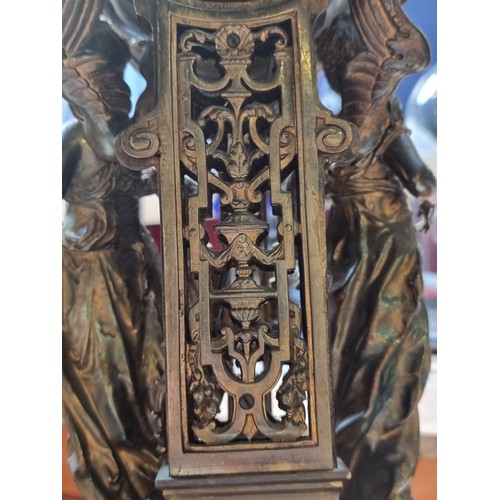 494 - Super Star Lot: An incredible, very heavy antique gilt bronze French mantel clock featuring an elabo... 