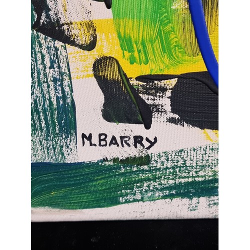 73 - Star Lot: A stunning large abstract original 'M Barry' mixed media acrylic and oil on canvas paintin... 