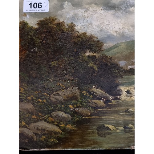 106 - Star Lot: Tom Scott R.S.A. (Scottish b. 1854 - d. 1927). Two fabulous original oil on board landscap... 