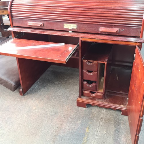 1137 - Star Lot: A fabulous American Drew roll-top desk featuring multiple drawers on the side, plenty of k... 