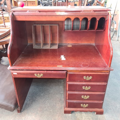 1137 - Star Lot: A fabulous American Drew roll-top desk featuring multiple drawers on the side, plenty of k... 