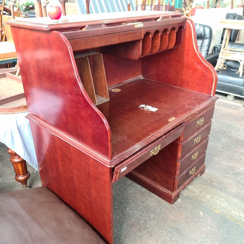 1137 - Star Lot: A fabulous American Drew roll-top desk featuring multiple drawers on the side, plenty of k... 