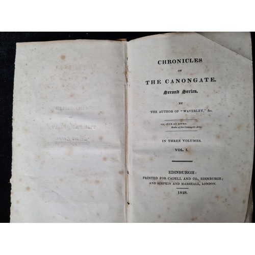 1070 - A First Edition in 3 Volumes 1828 Second series book titled 'Chronicles of the Canongate' by Sir Wal... 