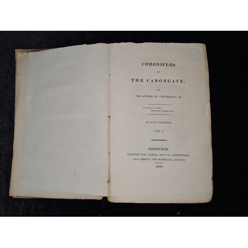 1071 - A First Edition in Two Volumes, First Series 1827 book titled 'Chronicles of the Canongate' by 'Sir ... 