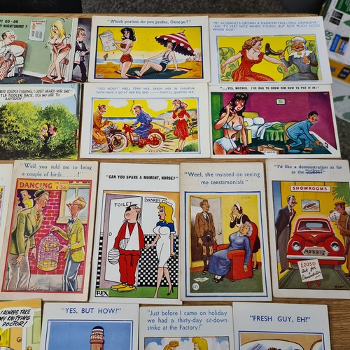 594 - A collection of over 50 vintage coloured 'Sea side' comedy postcards in good clean condition. Saucy.