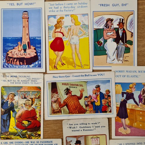 594 - A collection of over 50 vintage coloured 'Sea side' comedy postcards in good clean condition. Saucy.