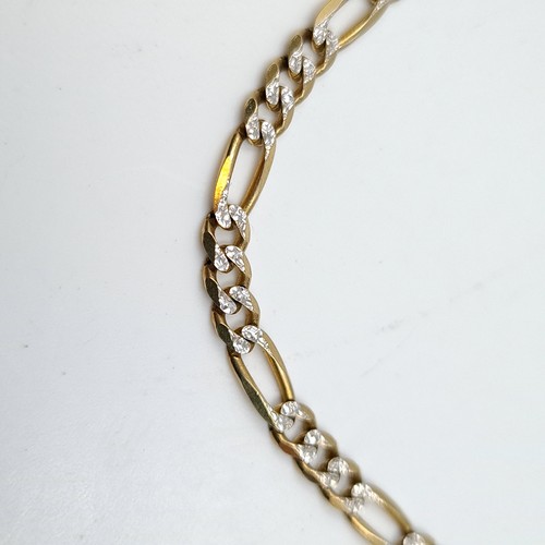 1221 - Star Lot: A very attractive Italian nine Star Lot : carat gold (375) bi-colour figaro chain necklace... 