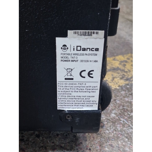 488 - AC/DC branded amplifier, black with gold trim. iDance portable wireless PA system, model TNT-3, powe... 