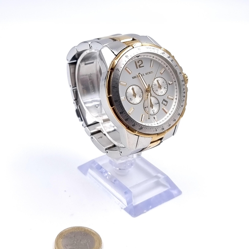 512 - A gents Michael Kors designer MK8185 chronograph wrist watch with original bi metal bracelet.