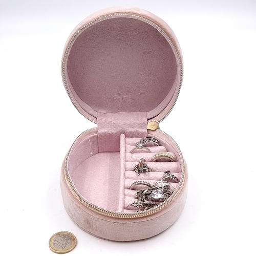 530 - Star Lot: A collection of eight rings including one scorpion 950 silver example with 18k gold accent... 