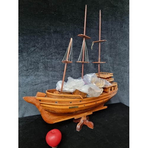 829 - A large hand built model Japanese tall ship - Kaiwo Maru. Includes sails, lifeboats and oars. Beauti... 