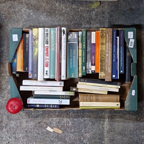 929 - A good Mixed lot of 25 books including titles by J.G. Ballard, Alec Guinness, and John Ruskin's 