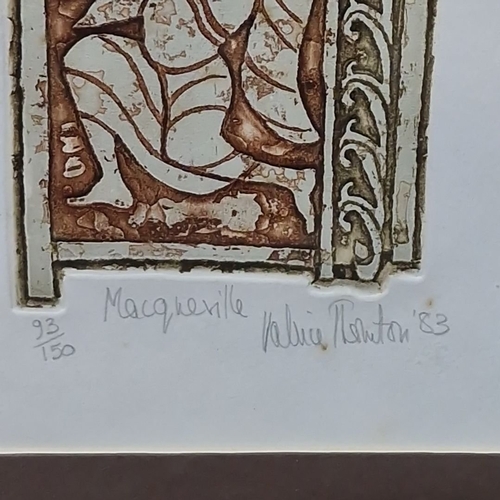 936 - A limited edition 93 / 150 hand signed etching titled 'Macqueville' by 'Valerie Thornton. Signed, nu... 