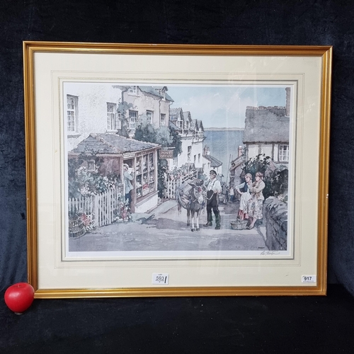 917 - A very large hand signed print by 'E R Sturgeon' titled 'Old Ferry Inn / Post Office'. Blind stamp a... 