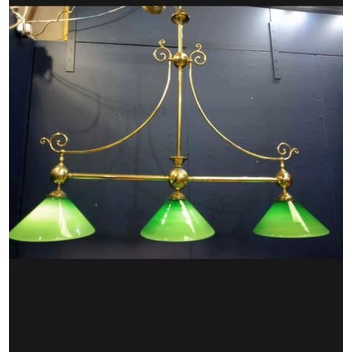 413 - Star Lot : A super 19th century snooker table light with 3 green glasss shades in very good conditio... 