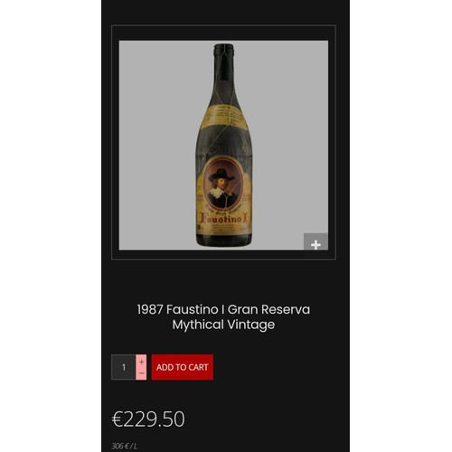 839 - Three bottles of Spanish red wine. Includes the 1987 Faustino / Gran Reserva Mythical vintage which ... 