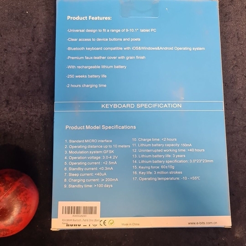 127 - Bluetooth Keyboard Case, model EB-P005, wireless Bluetooth 3.0, QWERTY layout. RRP €49.95
PREVIOUSLY... 