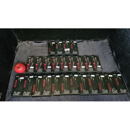 132 - Nine JIVo audio splitters, and 16 Aux cables (3.5mm). 25 Boxes total. Great for resellers. 
These it... 