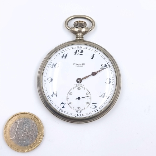148 - An Ingersoll 16 jewel Yeoman pocket watch with engine turned inner case. Watch no. 814. Dated inscri... 