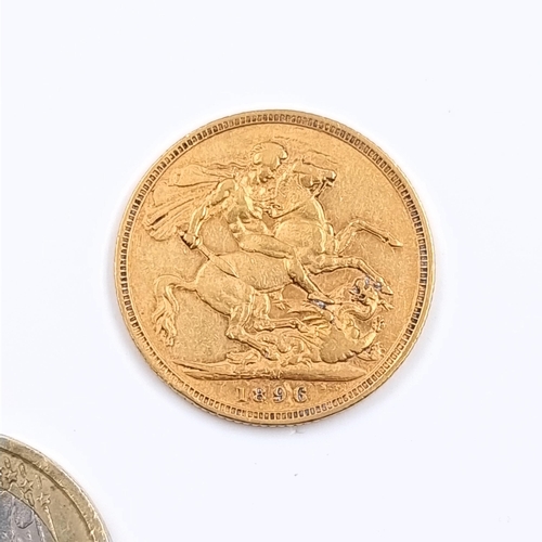151 - Super Star Lot: An old head Victorian 1896 gold full sovereign. Weight 7.96 grams of 22ct gold.