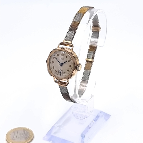 157 - An antique rolled gold Jameson & Co., Dublin Swiss movement ladies wrist watch. Watch no. 247430. Se... 