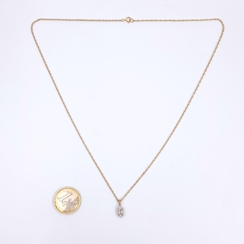 168 - Star Lot: A nine carat gold marquise gemstone pendant and chain. Length 56cm. Weight 2.82 grams. Box... 