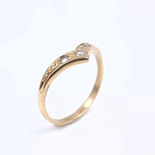 179 - Star Lot: A nine carat gold gemstone wishbone ring. Size O. Weight 1.65. No hallmarks, has been acid... 