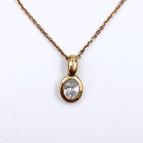 155 - Star Lot: A pretty nine carat gold 375 gemstone pendant and chain. Length 44cm. Weight 1.71 grams. B... 