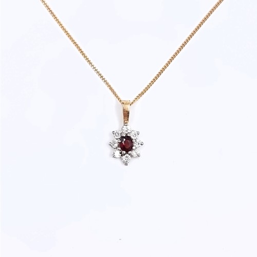 169 - Star Lot: A very pretty nine carat gold garnet and gemstone pendant necklace (375). Length 44cm. Wei... 