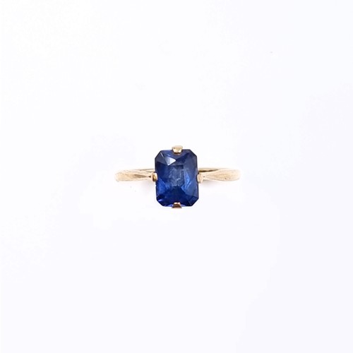 172 - Star Lot: A stunning blue sapphire ring set in nine carat gold. ring size N. Weight 2.08 grams. Gorg... 