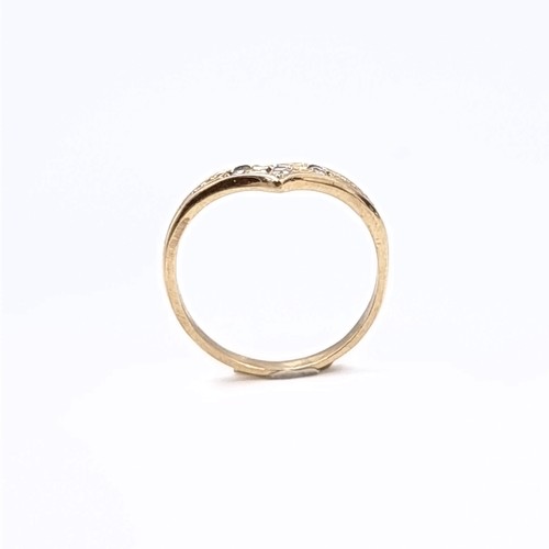 179 - Star Lot: A nine carat gold gemstone wishbone ring. Size O. Weight 1.65. No hallmarks, has been acid... 