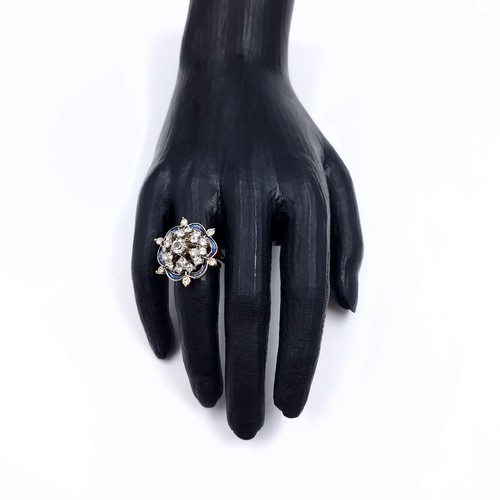 45 - A stunning vintage French large cocktail gemstone and enamel  statement ring. Housed in a 'Maty' Fre... 