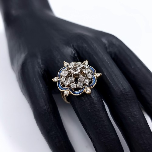 45 - A stunning vintage French large cocktail gemstone and enamel  statement ring. Housed in a 'Maty' Fre... 