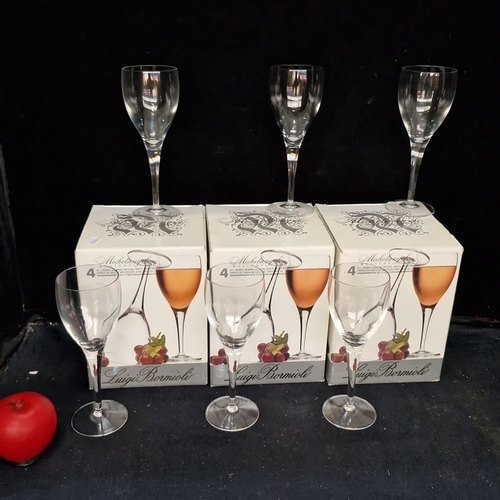 1112 - Luigi Bormioli “Michelangelo Masterpiece” blown crystal white-wine glasses, three boxed sets, each o... 