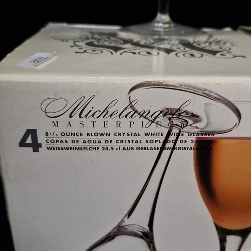 1112 - Luigi Bormioli “Michelangelo Masterpiece” blown crystal white-wine glasses, three boxed sets, each o... 