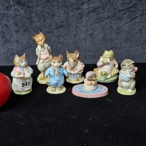 849 - Seven adorable mid century Beatrix Potter ceramic character figures, including six Beswick examples ... 